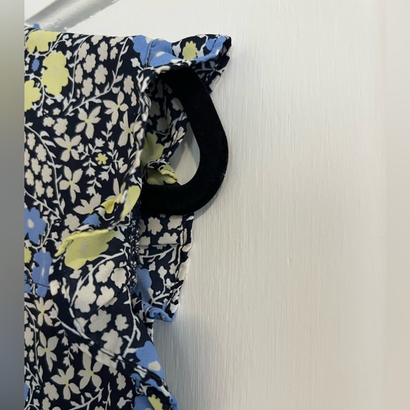 LOFT Blue and Yellow Flutter Sleeve Blouse - Picture 5 of 6